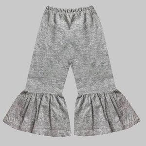 Girls Gray Chalk Pin-Stripe Boho Ruffle Pants